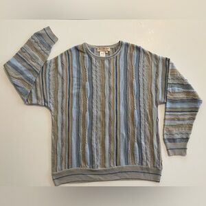 90s 3D Knit Cotton Sweater Blue Cotton Norm Thompson L